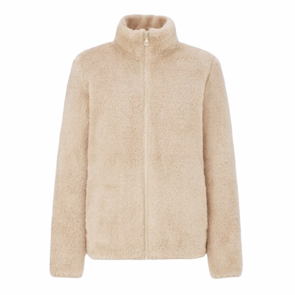Uniqlo Sweaters | Uniqlo Cream Fluffy Yarn Fleece Full-Zip Sweater | Color: Cream | Size: S | Yamilexp45's Closet